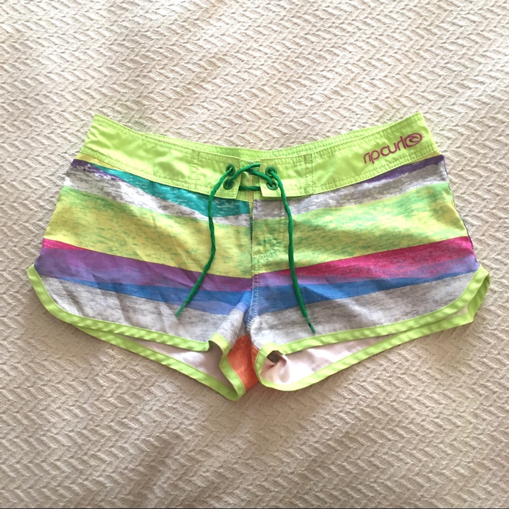 Rip Curl lime green swim shorts, board shorts